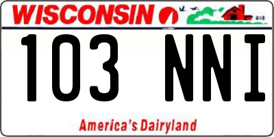 WI license plate 103NNI