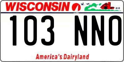 WI license plate 103NNO