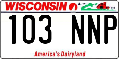 WI license plate 103NNP