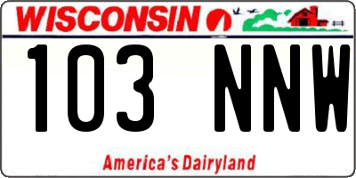WI license plate 103NNW