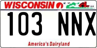 WI license plate 103NNX