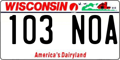 WI license plate 103NOA