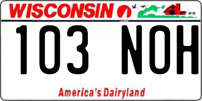 WI license plate 103NOH