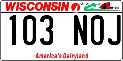 WI license plate 103NOJ