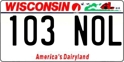 WI license plate 103NOL
