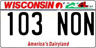 WI license plate 103NON