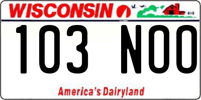 WI license plate 103NOO
