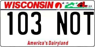 WI license plate 103NOT