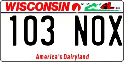 WI license plate 103NOX