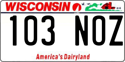 WI license plate 103NOZ