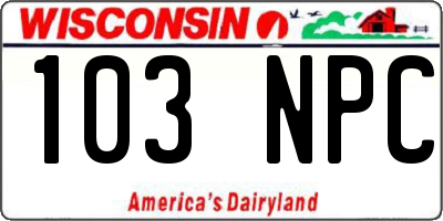 WI license plate 103NPC