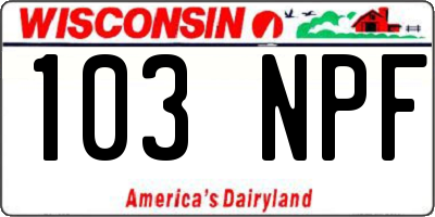 WI license plate 103NPF