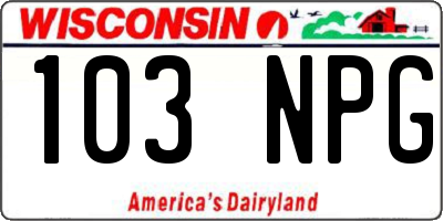 WI license plate 103NPG