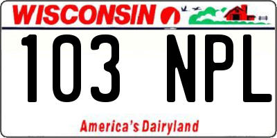 WI license plate 103NPL