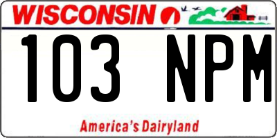 WI license plate 103NPM