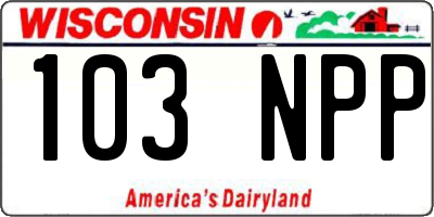 WI license plate 103NPP