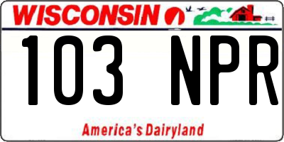 WI license plate 103NPR