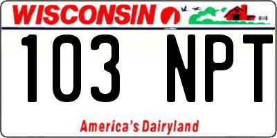 WI license plate 103NPT