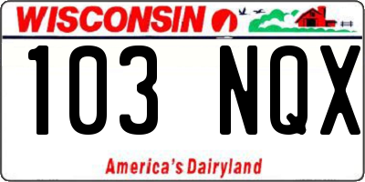WI license plate 103NQX