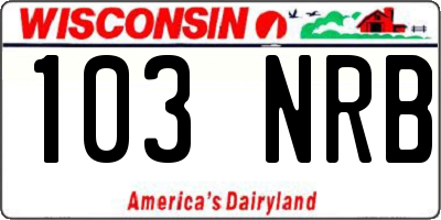 WI license plate 103NRB