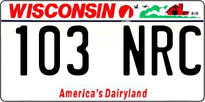 WI license plate 103NRC
