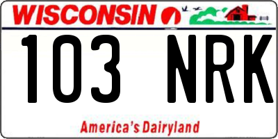 WI license plate 103NRK
