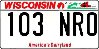 WI license plate 103NRO
