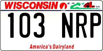 WI license plate 103NRP