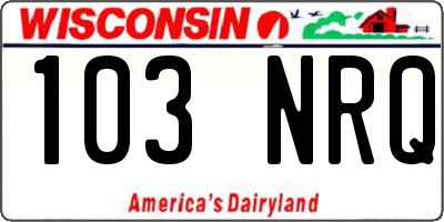 WI license plate 103NRQ
