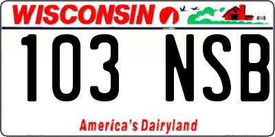 WI license plate 103NSB