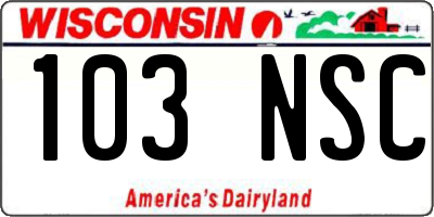 WI license plate 103NSC