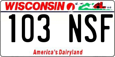 WI license plate 103NSF