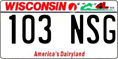 WI license plate 103NSG