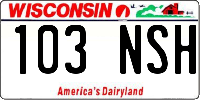 WI license plate 103NSH