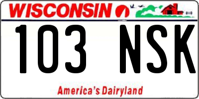 WI license plate 103NSK