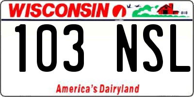 WI license plate 103NSL