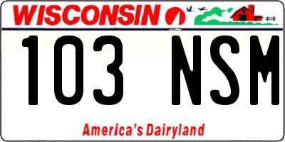 WI license plate 103NSM