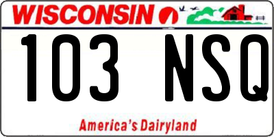 WI license plate 103NSQ
