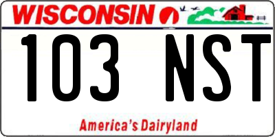 WI license plate 103NST