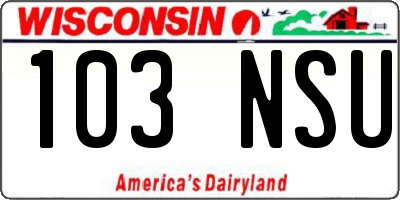 WI license plate 103NSU