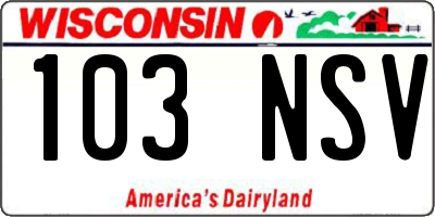 WI license plate 103NSV