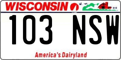 WI license plate 103NSW