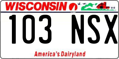 WI license plate 103NSX