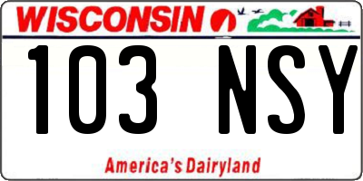 WI license plate 103NSY