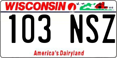WI license plate 103NSZ