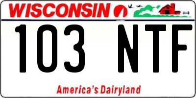 WI license plate 103NTF