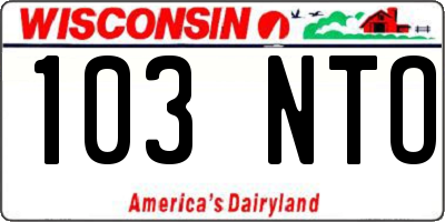 WI license plate 103NTO