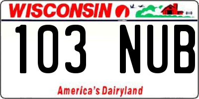 WI license plate 103NUB