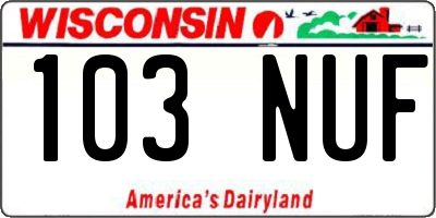 WI license plate 103NUF