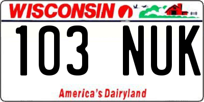 WI license plate 103NUK